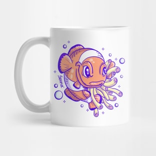 Smirking Clownfish with anemones closer Mug